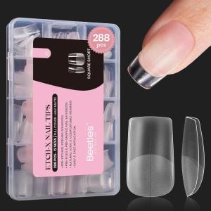 imageBeetles Gel Nail Tips Short Coffin PreEtched Nail Tips 12 Sizes 288 Pcs Full Cover Soft Tips Half Matte False Nails Clear Acrylic Glue on Nails Extension DIY Manicure Gifts for Women7Square Short 288pcs Full Matte Nail Tips