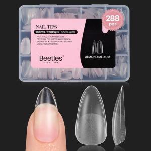 imageBeetles Gel Nail Tips Short Coffin PreEtched Nail Tips 12 Sizes 288 Pcs Full Cover Soft Tips Half Matte False Nails Clear Acrylic Glue on Nails Extension DIY Manicure Gifts for Women62Almond Medium 288pcs Full Matte Nail Tips
