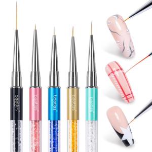 imageBeetles Gel Polish Nail Art Liner Brushes 5Pcs Painting Art Design Pen Set Diamond Application Rhinestone Handle Dotting Drawing Sizes 5 7 9 11 20mm Nail Design Gift for Women5Pcs Nail Art Brushes