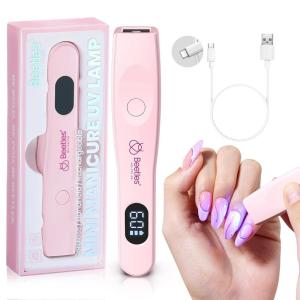 imageBeetles Gel Polish UV LED Nail Lamp Fast Drying Nail Dryer Compact Manicure Light with Timer Setting Sensor Elegant Shell UV Light for Gel Nails DIY Home Gift for HerPink Handheld UV Nail Lamp