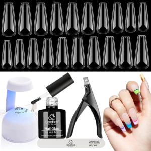 imageBeetles HemaFree Nail Glue for Acrylic Nails Tips TPO Free 2Pcs 10ml Long Lasting Uv Nail Glue for False Nail Tips Clear Press On Nails SkinFriendly U V Light Required51Long Coffin 240pcs Clear Nail Tips Kit