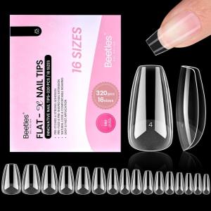 imageBeetles HemaFree Nail Glue for Acrylic Nails Tips TPO Free 2Pcs 10ml Long Lasting Uv Nail Glue for False Nail Tips Clear Press On Nails SkinFriendly U V Light Required15Short Coffin 320pcs FlatX Nail Tips