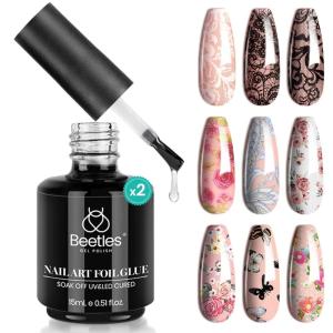 imageBeetles Liquid Latex for Nail 15ml  Peel off Nail Polish Cuticle Guard with Plastic Nail Care Stick Christmas Nails Design AirDry Liquid Latex Barrier for Protector Fingers32 Pcs Nail Art Foil Glue Gel
