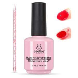 imageBeetles Liquid Latex for Nail 15ml  Peel off Nail Polish Cuticle Guard with Plastic Nail Care Stick Christmas Nails Design AirDry Liquid Latex Barrier for Protector Fingers00Pink Latex Liquid Cuticle Guard