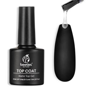 imageBeetles Matte Gel Top Coat for Gel Nail Polish 75ML Chrome Proof Matte Top Coat No Wipe PowderResist Matte Finish for Detail Chrome Nail Powder Painting Long Lasting UV Nail Art1Clear Matte Top Coat