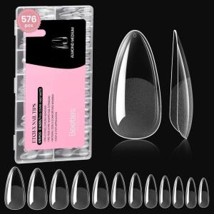 imageBeetles Medium Almond Nail Tips 576pcs 12 Sizes PreEtched Soft Gel Nail Tips Half Matte Full Cover False Nail Tips Clear Acrylic Nails Glue on Nails DIY Nail Extension Gift for Women23Almond Medium 576pcs Etch X Nail Tips