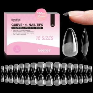 imageBeetles Medium Almond Nail Tips 576pcs 12 Sizes PreEtched Soft Gel Nail Tips Half Matte Full Cover False Nail Tips Clear Acrylic Nails Glue on Nails DIY Nail Extension Gift for Women71Short Almond 640pcs CurveEX Nail Tips