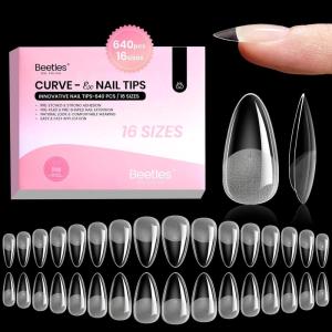 imageBeetles Medium Almond Nail Tips 576pcs 12 Sizes PreEtched Soft Gel Nail Tips Half Matte Full Cover False Nail Tips Clear Acrylic Nails Glue on Nails DIY Nail Extension Gift for Women72Medium Almond 640pcs CurveEX Nail Tips