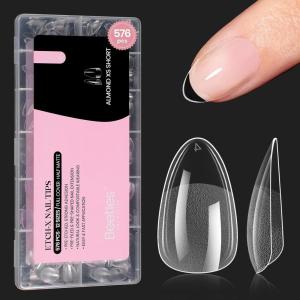 imageBeetles Medium Almond Nail Tips 576pcs 12 Sizes PreEtched Soft Gel Nail Tips Half Matte Full Cover False Nail Tips Clear Acrylic Nails Glue on Nails DIY Nail Extension Gift for Women21Almond Extra Short 576pcs Etch X Nail Tips 