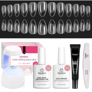 imageBeetles Medium Almond Nail Tips 576pcs 12 Sizes PreEtched Soft Gel Nail Tips Half Matte Full Cover False Nail Tips Clear Acrylic Nails Glue on Nails DIY Nail Extension Gift for Women71Almond Short 576pcs EtchX Nail Kit