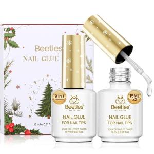 imageBeetles Medium Almond Nail Tips 576pcs 12 Sizes PreEtched Soft Gel Nail Tips Half Matte Full Cover False Nail Tips Clear Acrylic Nails Glue on Nails DIY Nail Extension Gift for Women02Pcs Christmas Gel Nail Glue Kit