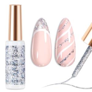 imageBeetles Metallic Silver Liner Gel Nail Art 7ml French Tip Gel Nail Polish 3D Mirror Chrome Effect Metal Painted Pens for Thin French Swirl Line Nail Art Polish Soak off Uv Lamp Manicure Salon00 Silver Glitter