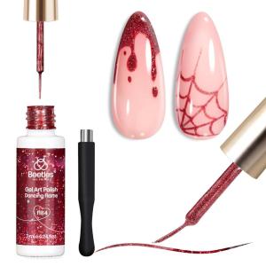 imageBeetles Metallic Silver Liner Gel Nail Art 7ml French Tip Gel Nail Polish 3D Mirror Chrome Effect Metal Painted Pens for Thin French Swirl Line Nail Art Polish Soak off Uv Lamp Manicure SalonCat Eye Glitter Liner Gel