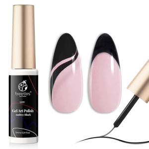 imageBeetles Metallic Silver Liner Gel Nail Art 7ml French Tip Gel Nail Polish 3D Mirror Chrome Effect Metal Painted Pens for Thin French Swirl Line Nail Art Polish Soak off Uv Lamp Manicure SalonGel Black