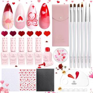 imageBeetles Nail Art Brushes Set Gel Polish Nail Art Design Pen Painting Tools with Detail Brush Gradient Brush and Nail Round Pen for Salon DIY at Home ManicureHeart Desire