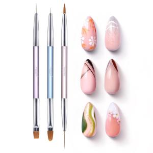 imageBeetles Nail Art Brushes Set Gel Polish Nail Art Design Pen Painting Tools with Detail Brush Gradient Brush and Nail Round Pen for Salon DIY at Home Manicure3pcs Nail Art Set