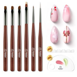 imageBeetles Nail Art Brushes Set Gel Polish Nail Art Design Pen Painting Tools with Detail Brush Gradient Brush and Nail Round Pen for Salon DIY at Home Manicure6Pcs Elegant Nail Art Brushes