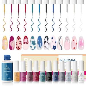 imageBeetles Nail Art Gel Liner Polish 12 Colors Reflective Glitter Gel Nail Polish Gold Silver Pink Blue Purple Brown Black Kit Soak Off Uv Nail Art Design Set Summer Manicure Gifts for WomenEclipsed illusion