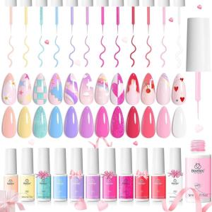 imageBeetles Nail Art Gel Liner Polish 12 Colors Reflective Glitter Gel Nail Polish Gold Silver Pink Blue Purple Brown Black Kit Soak Off Uv Nail Art Design Set Summer Manicure Gifts for WomenSweet Talk