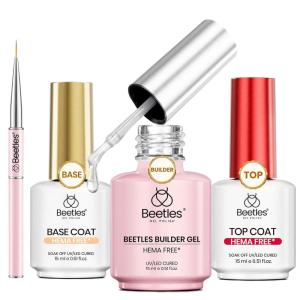 imageBeetles Nail Glue Remover with Cuticle Pusher 20ml Press on Nails Glue Remover for False Nail Tips Acrylic Adhesive Not for U v Gel DIY at Home315ml HEMA Free Builder  Gel Base and Top Coat