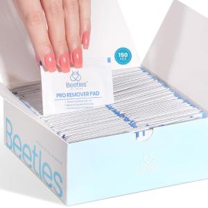 imageBeetles Nail Glue with Glue Remover Kit 2  10ML Super Strong Easy to Remove Off Fake Nails Adhesive Remover with Cuticle PusherPro Remover Pads 150pcs