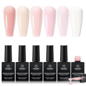 imageBeetles Rubber Base Gel Nail Polish 6 Colors Nude Gel Polish Pink Peach Neutral Sheer French Tips Base Colors for Nails Base Flexible U V LED Soak Off Gel Kit for DIY Home Manicure Winter Nail Gifts026 Colors Nude Pink