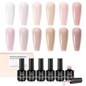 imageBeetles Rubber Base Gel Nail Polish 6 Colors Nude Gel Polish Pink Peach Neutral Sheer French Tips Base Colors for Nails Base Flexible U V LED Soak Off Gel Kit for DIY Home Manicure Winter Nail Gifts0A2Translucent Chic