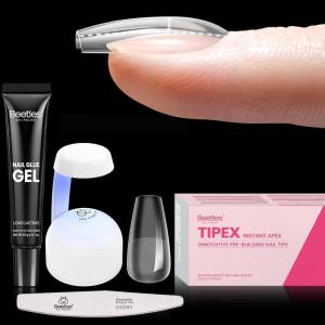 imageBeetles Tipex Gel Nail Kit with 224Pcs 16Sizes Medium Coffin Apex Nail Tips C Curved  Prebuilding Acrylic Nails with Tipex Nail GlueMini Nail Lamp Nail File for DIY Nails or Salon Use0ICoffin Short 224pcs Tipex Nail Kit
