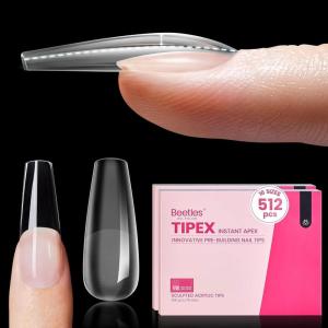 imageBeetles Tipex Gel Nail Kit with 224Pcs 16Sizes Medium Coffin Apex Nail Tips C Curved  Prebuilding Acrylic Nails with Tipex Nail GlueMini Nail Lamp Nail File for DIY Nails or Salon Use0NCoffin Long 512pcs Tipex Nail Tips