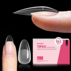 imageBeetles Tipex Gel Nail Kit with 224Pcs 16Sizes Medium Coffin Apex Nail Tips C Curved  Prebuilding Acrylic Nails with Tipex Nail GlueMini Nail Lamp Nail File for DIY Nails or Salon Use1EOval Medium 192Pcs Tipex Nail Tips