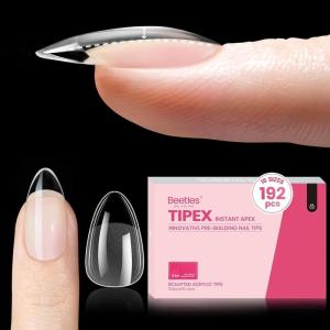 imageBeetles Tipex Instant Apex Nail Tips Almond Medium Acrylic Nail Tips PreEtched PreBuilding Strong Thick Long Lasting16 Sizes192 Pieces0DAlmond Short 192pcs Tipex Nail Tips