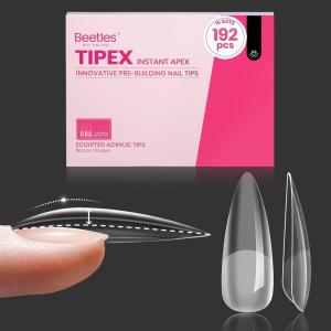 imageBeetles Tipex Instant Apex Nail Tips Almond Medium Acrylic Nail Tips PreEtched PreBuilding Strong Thick Long Lasting16 Sizes192 Pieces0EStiletto Long 192pcs Tipex Nail Tips