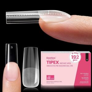 imageBeetles Tipex Instant Apex Nail Tips Almond Medium Acrylic Nail Tips PreEtched PreBuilding Strong Thick Long Lasting16 Sizes192 Pieces0ISquare Long 192pcs Tipex Nail Tips