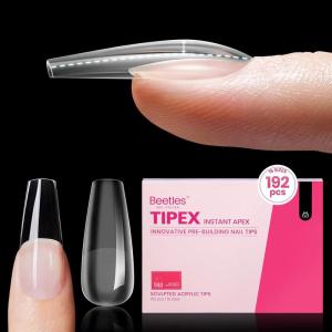 imageBeetles Tipex Instant Apex Nail Tips Almond Medium Acrylic Nail Tips PreEtched PreBuilding Strong Thick Long Lasting16 Sizes192 Pieces0KCoffin Medium 192pcs Tipex Nail Tips
