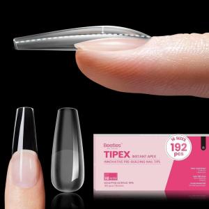 imageBeetles Tipex Instant Apex Nail Tips Almond Medium Acrylic Nail Tips PreEtched PreBuilding Strong Thick Long Lasting16 Sizes192 Pieces0LCoffin Long 192pcsTipex Nail Tips