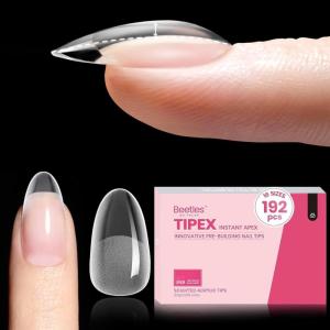 imageBeetles Tipex Instant Apex Nail Tips Almond Medium Acrylic Nail Tips PreEtched PreBuilding Strong Thick Long Lasting16 Sizes192 Pieces0NOval Short 192pcs Tipex Nail Tips