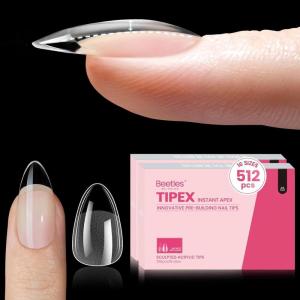 imageBeetles Tipex Instant Apex Nail Tips Almond Medium Acrylic Nail Tips PreEtched PreBuilding Strong Thick Long Lasting16 Sizes192 Pieces1AAlmond Short 512pcs Tipex Nail Tips