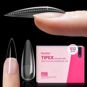 imageBeetles Tipex Instant Apex Nail Tips Almond Medium Acrylic Nail Tips PreEtched PreBuilding Strong Thick Long Lasting16 Sizes192 Pieces1CStiletto Long 512pcs Tipex Nail Tips