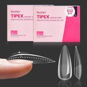 imageBeetles Tipex Instant Apex Nail Tips Almond Medium Acrylic Nail Tips PreEtched PreBuilding Strong Thick Long Lasting16 Sizes192 Pieces1CStiletto Medium 512pcs Tipex Nail Tips