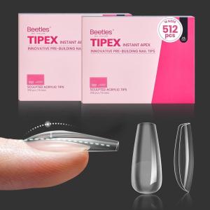 imageBeetles Tipex Instant Apex Nail Tips Almond Medium Acrylic Nail Tips PreEtched PreBuilding Strong Thick Long Lasting16 Sizes192 Pieces1ECoffin Medium 512pcs Tipex Nail Tips