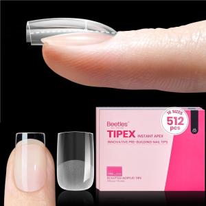 imageBeetles Tipex Instant Apex Nail Tips Almond Medium Acrylic Nail Tips PreEtched PreBuilding Strong Thick Long Lasting16 Sizes192 Pieces1ESquare Extra Short 512pcs Tipex Nail Tips
