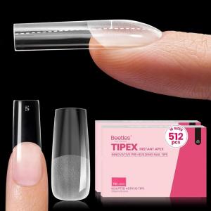 imageBeetles Tipex Instant Apex Nail Tips Almond Medium Acrylic Nail Tips PreEtched PreBuilding Strong Thick Long Lasting16 Sizes192 Pieces1HSquare Long 512pcs Tipex Nail Tips