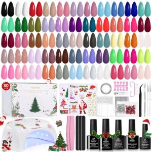 imagebeetles Gel Polish Gilded Boutique Christmas Advent Calendar  24 Luxury Days of Gel Nail Polish Colors Premium Gifts Box with Cat Eye Gel Nail Care Tools ampamp Mini UV Lamp for Women Holiday Gifting055 Color Christmas Gel Nail Kit