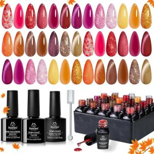 imagebeetles Gel Polish Gilded Boutique Christmas Advent Calendar  24 Luxury Days of Gel Nail Polish Colors Premium Gifts Box with Cat Eye Gel Nail Care Tools ampamp Mini UV Lamp for Women Holiday Gifting00 Opulent Glow