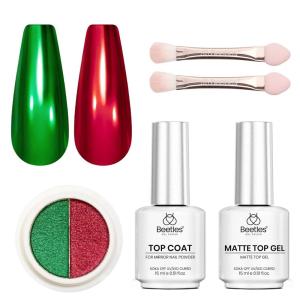 imagebeetles Gel Polish No Wipe Gel Top Coat  Clear Color Top Coat Gel Nail Polish Shine Finish and Long Lasting Soak Off Nail Lamp 15ml Christmas Nails Gifts for WomenChristmas Chrome Top Coat Kit