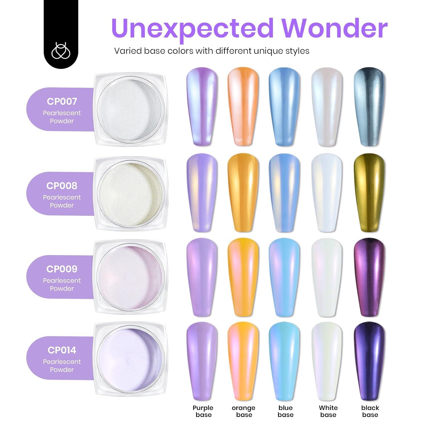 imageBeetles Metallic Chrome Nail Powder Mirror Effect Gold Champagne Chrome Powder 4 colors Brown Nails Art Design Manicure Decoration Glitter 05gJar Holiday Gift for Women GirlsIridescent Pearl