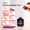 imageBeetles Builder Gel for Nails 7 in 1 Builder Fall Nails Gel Color Nude Brown for Nails Extension ampamp Building Apex Strengthen Thin Nails DIY Salon at Home Nail Art UV ampamp LED Lamp Needed Gift for WomenNude Pink Glitter