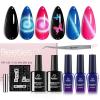 imageBeetles Cat Eye Gel Nail Polish Set with Glossy Top ampamp Base Coat Pink Blue Gel Polish Cat Eye Gel Nail Butterfly Storm DIY Kit Soak Off LED Nail Art Salon at Home Beauty Gifts for Her Women
