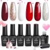 imageBeetles Christmas Gel Nail Polish  Candy Cane Gel Polish Set 6 Color Burgundy Red Glitter White Silver Winter Snow Holiday Sparkle Manicure Kit Soak off Uv Nail Art Design Gifts for Women0  ACandy Cane