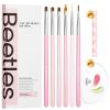 imageBeetles Gel Nail Art Brushes 6 Pcs DoubleEnded Fingernail Art Design Pens Gel Paint Liner Ombre Gradient French Tip Brush Dotting Pen Nail Brush Set DIY Manicure Tools Gift for Women6pcs Pink Nail Brush Set